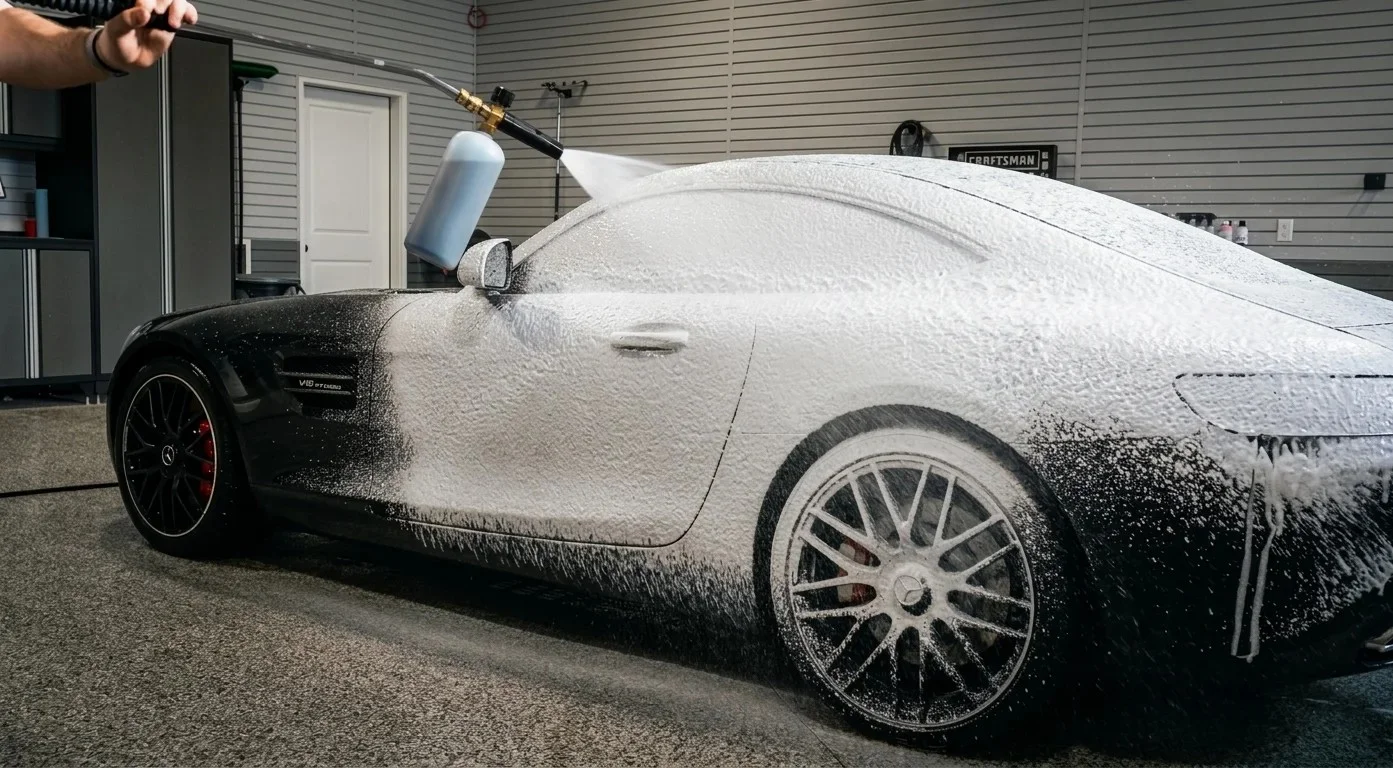 Full car detailing guide showing exterior wash, paint correction and interior cleaning steps