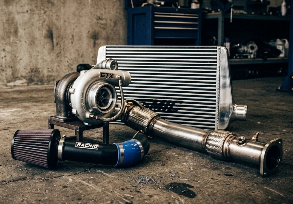 Car engine with turbo upgrade illustrating Stage 3 ECU remap tuning levels explained by BSG Automotive in North and West London